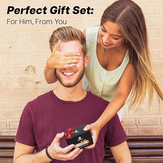 Beard Scrubber Brush Kit- 3 Piece Professional Set Silicone Beard Brush Scalp Shower Shampoo Scrubber Brush, Trimming Scissors, Dual-Sided Beard Comb | Hair Face Exfoliator & Massager for Growth