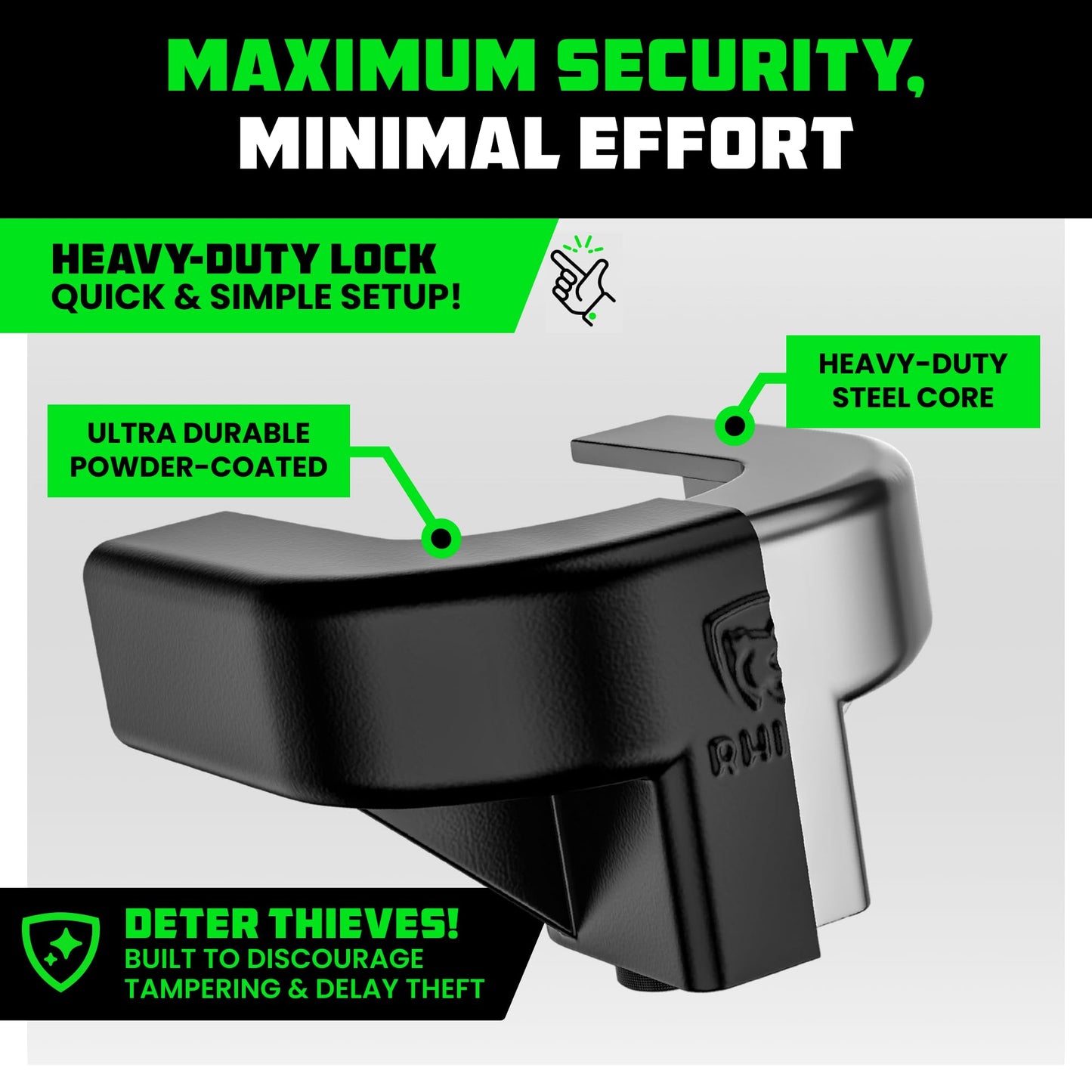 Rhino USA Trailer Hitch Lock Kit (for 2-5/16" Trailers) Heavy Duty Anti Theft Trailer Coupler Locks for RV, Camper, Trailer, Boat, Caravan - Reinforced Solid Steel Tow Lock for Trailer Tongue