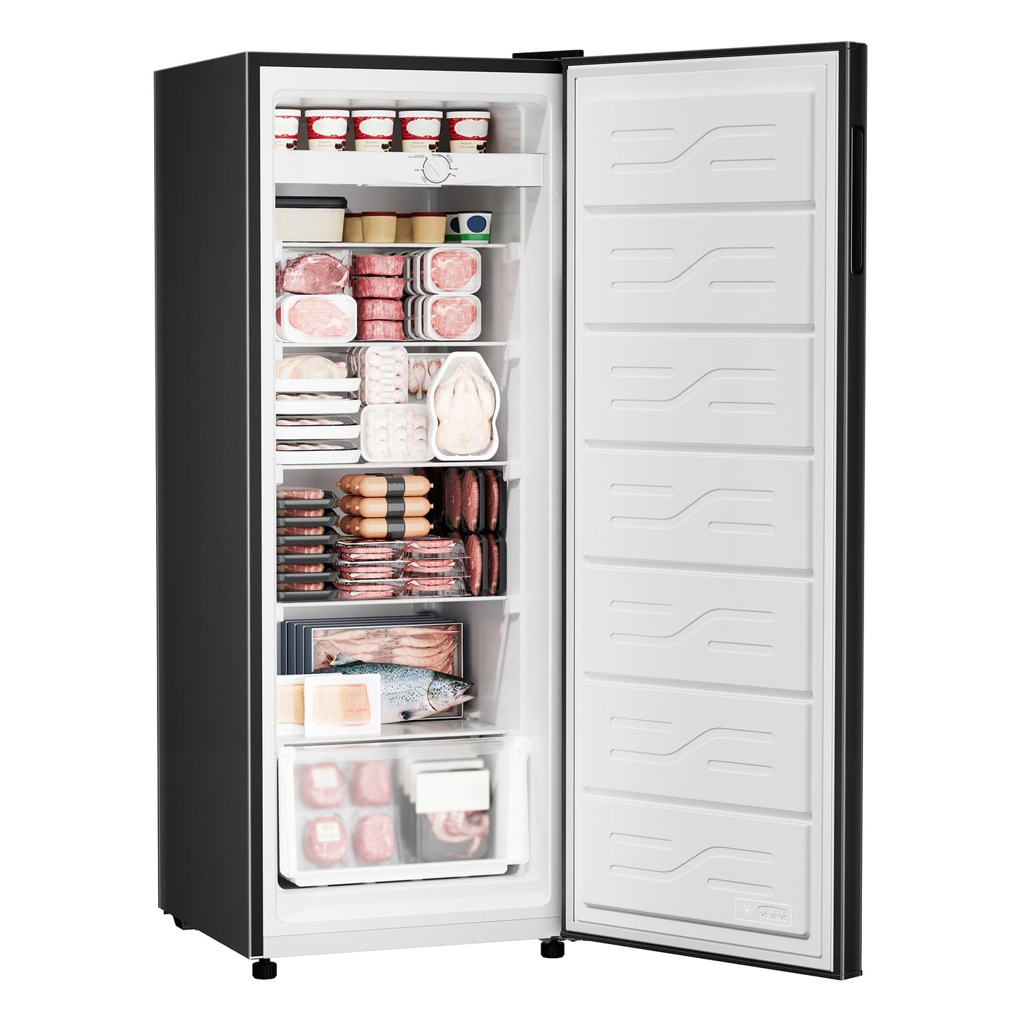 ICEVIVAL 1.1 Cu.ft Upright Freezer, Stand Up Freezer with 7-Level Mechanical Thermostat, Compact Freezer for Office, Apartment, Dorm, Reversible Door, Silver