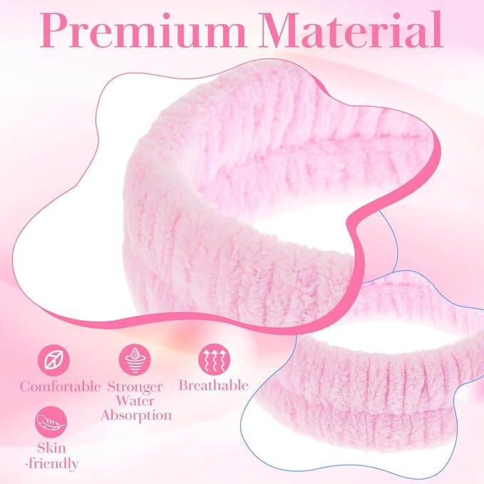 Spa Headband for Washing Face, 3Pcs Elastic Makeup HairBand, Absorbent Soft Headband, Skincare Headbands for Women, Facial Care Beauty Towel