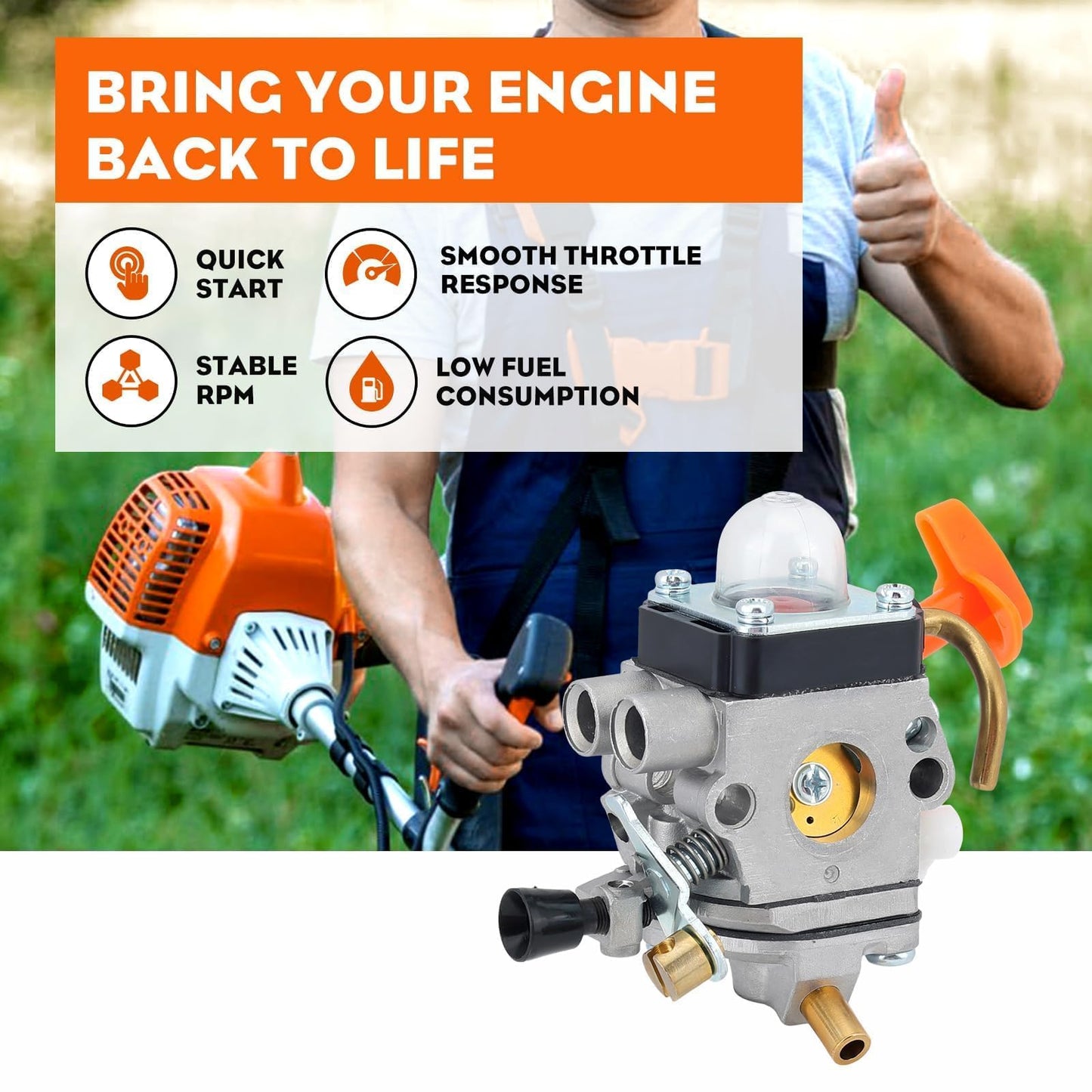 Hipa FS90R Carburetor for STIHL FS90 HT101 FS110R FS90 KM110R FS100RX KM90R FS110 FS 90R HT 101 FS 110 FS 110R FC90 HT131 HL100K HL100 FS100 HT100 FS87 HL90 Trimmer C1Q-S174