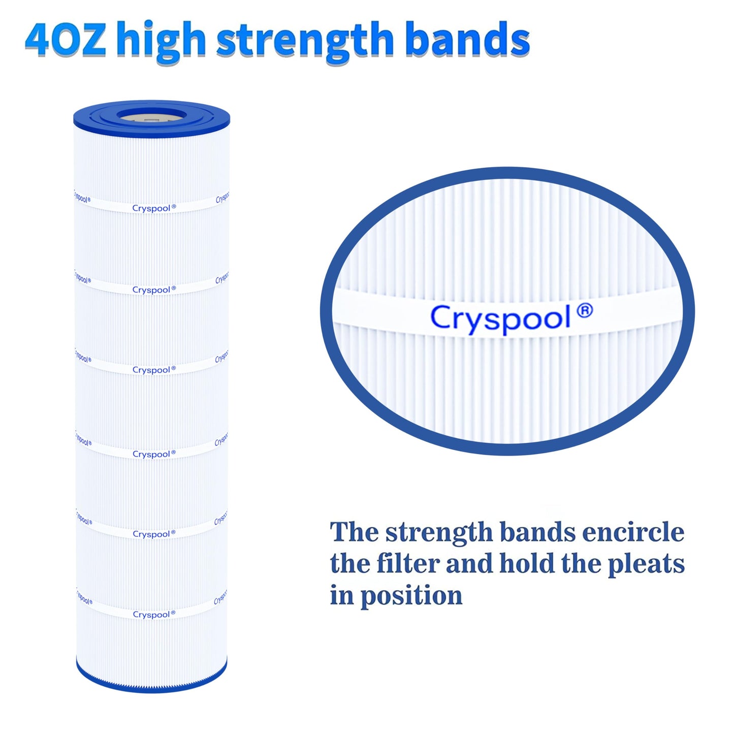 Cryspool® 08063 Filter Compatible with Jandy CS200, R0462400, PJANCS200, C-8418, 11088503, 11088513, FC-0823, 200 Sq. Ft Pool Filter Cartridge, 1 Pack