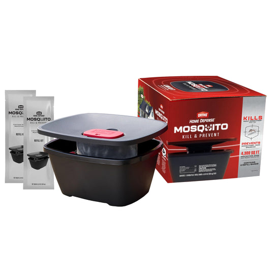 Ortho Home Defense Mosquito Kill and Prevent - Controls Mosquitoes and Larvae, Silent, Easy-to-Use, Mosquito Killer Protects up to 4,300 sq. ft., 1 Station & 2 Bands for 2 Months Protection