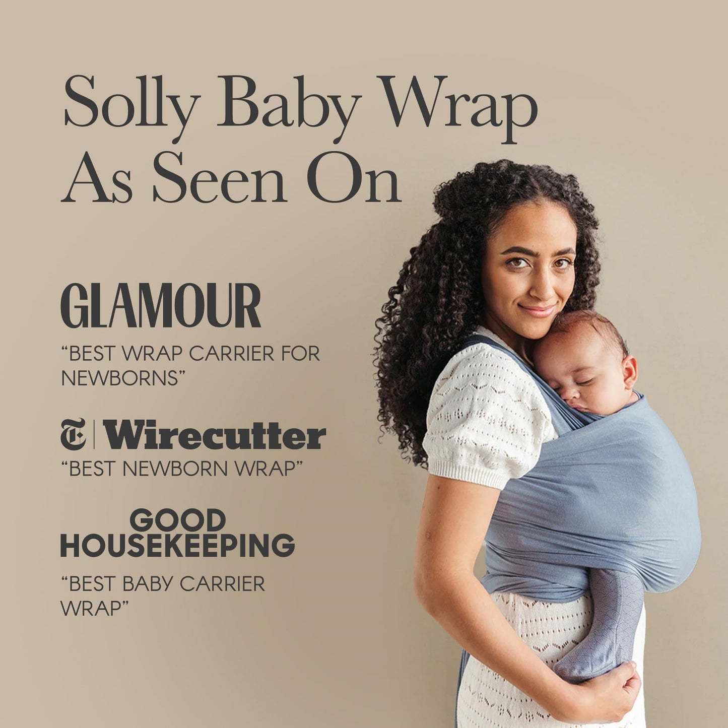 Solly Baby Wrap, Buttery-Soft Baby Carrier Newborn to Toddler 8-25 Lbs., Lightweight & Hands-Free Sling Wrap, Breathable Carrier, Baby Wearing & Postpartum Essential, Mother's Day Essential, Coastal