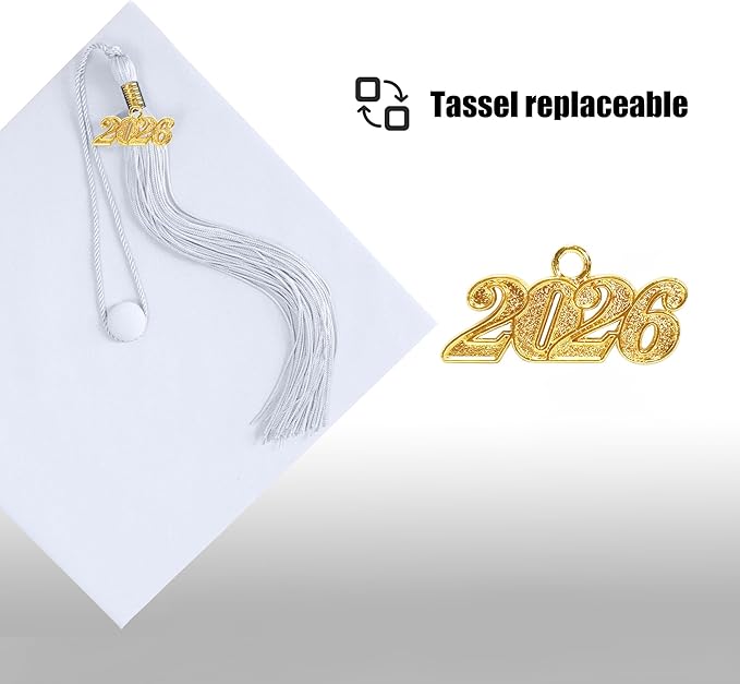 Graduation Cap with 2026 Tassel Year Charm Black Graduation Cap for High School & Bachelor