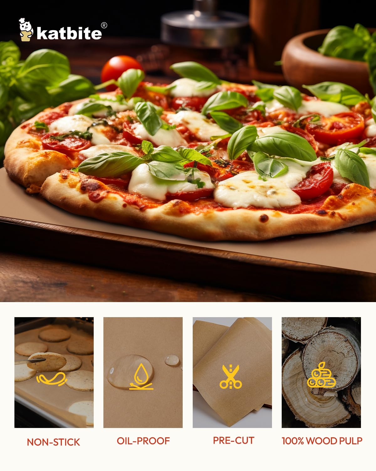 Katbite 265Pcs 10x15 inches Parchment Paper Sheets, Heavy Duty Unbleached Baking Paper, Pre-cut and Oil Proof Perfect for Steaming Cooking Bread Cake & Wrapping Foods[Advanced Series]