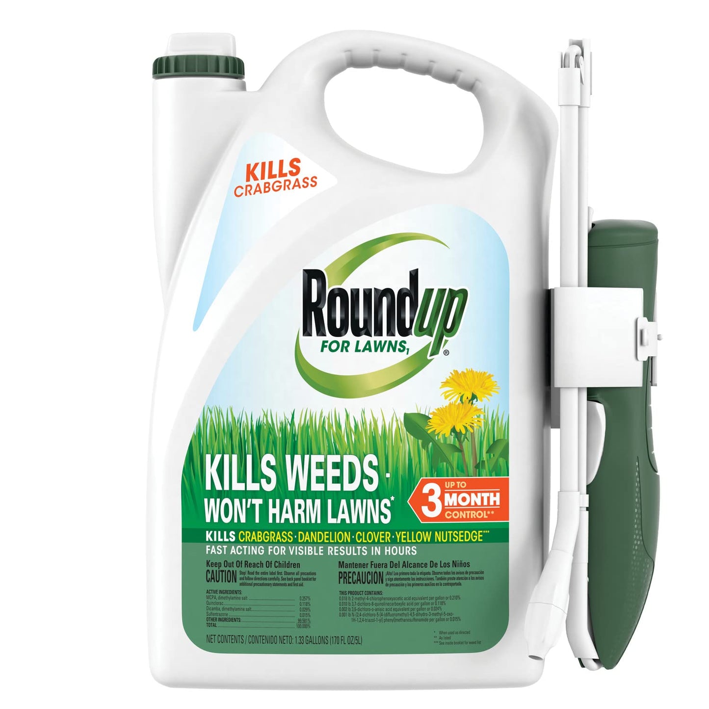 Roundup for Lawnsâ Ready-to-Use with Extend Wand, Tough Weed Killer for Use on Northern Grasses, 1.33 gal.
