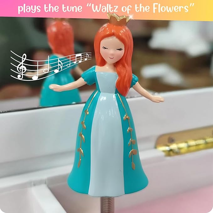 Giggle & Honey® Princess Musical Jewelry Box for Girls Kids Music Box with Drawers, Fairytale Gifts for Girls Birthday, Princess Jewelry Boxes for Ages 3-10