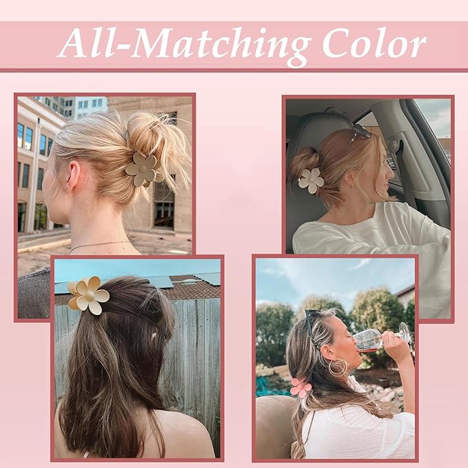 9 PCS Matte Hair Clips Set: Large Non-Slip Metal Claw Clips for Women's Thick & Thin Hair, 9 Styles with Strong Hold in Brown Color