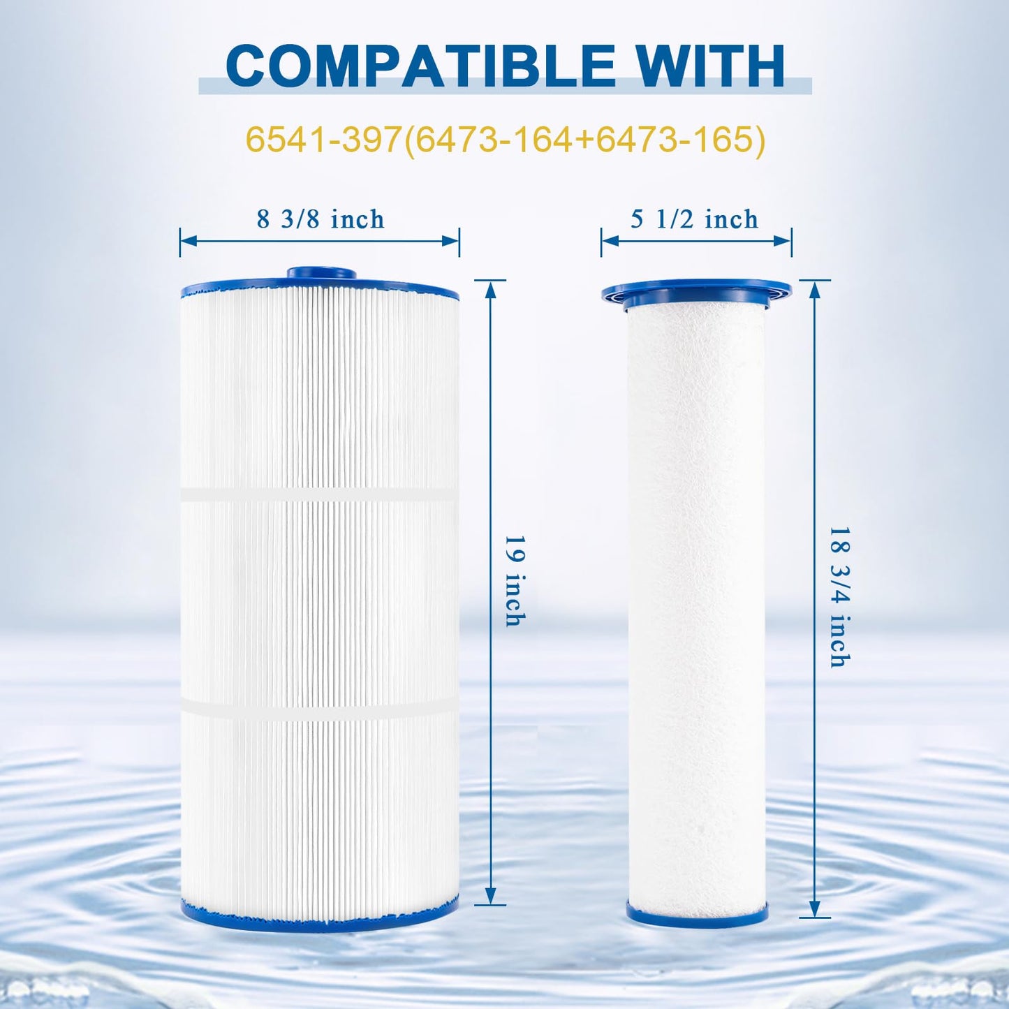 6541-397 Pool Spa Filter Compatible with 2009-2023 Sundance 880 Spa Filter (Outer 6473-165 and Inner 6473-164), Replacement for Sundance 880 Filter, Optima/Maxxus/Cameo/Aspen/Marin 880 Spa Filter