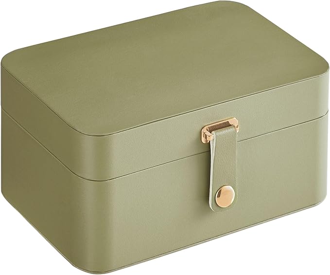 SONGMICS Jewelry Organizer Box, Travel Jewelry Case, 2-Layer Travel Case for Earrings, Necklaces, Bracelets - Portable Jewelry Storage with Large Capacity, Gift Idea, Laurel Green UJBC166C02