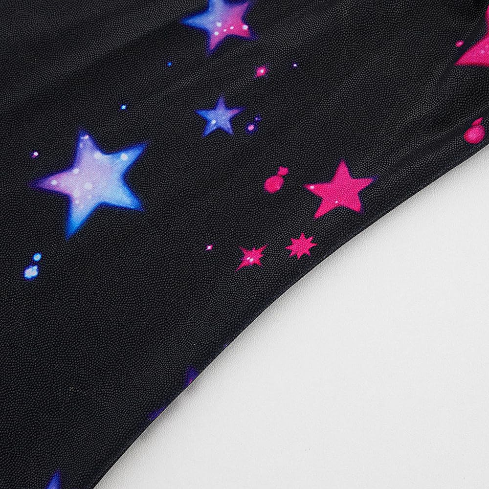 Gymnastics Leotards for Girls Toddler Dance Tumbling Outfits 4t 5t Kids Sleeveless Biketard with Shorts Sparkly Black Stars Dancwear Unitards Clothes Bodysuit (Black Stars, 4-5T)