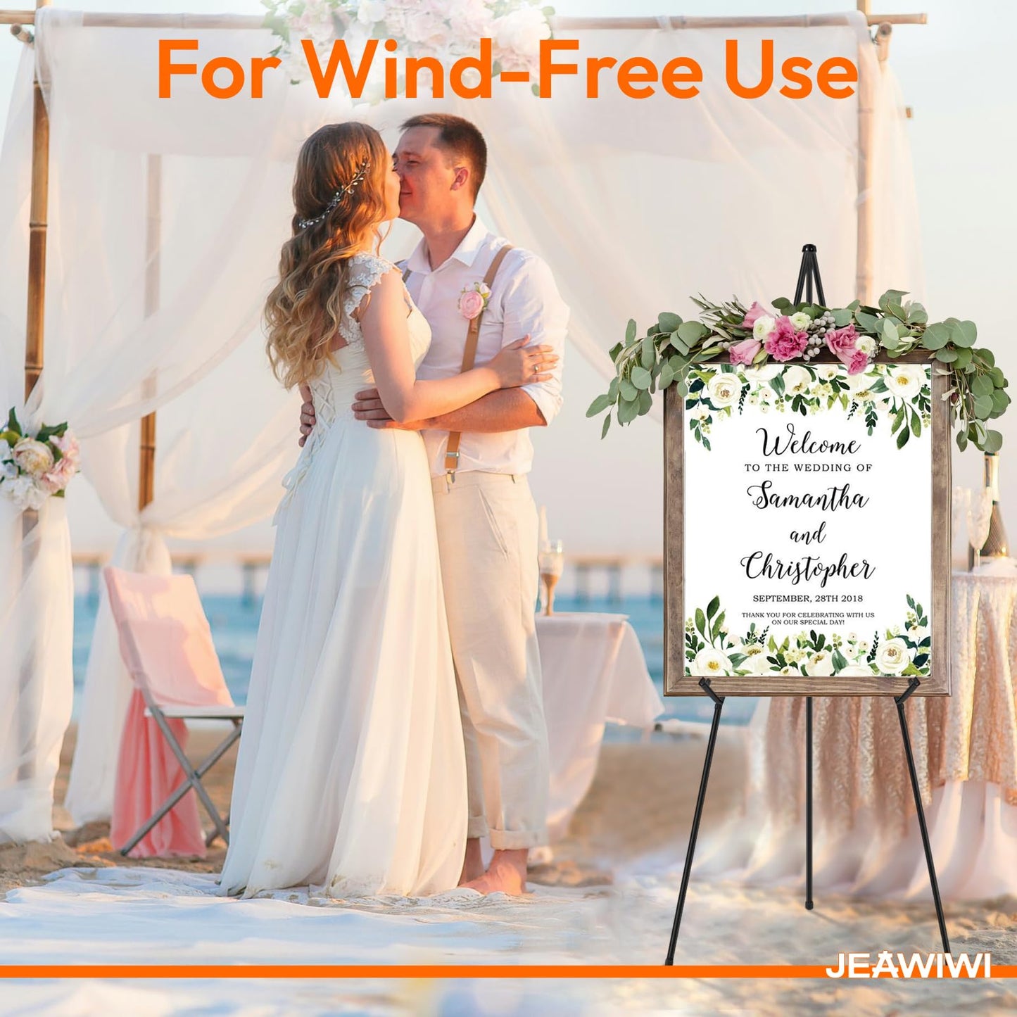 JEAWIWI 3PCS Black Easel Stand for Wedding Sign Stand, 66 Inch Lightweight Adjustable Art Easel for Display, Wedding Sign, Poster, Black Metal Easel with Portable Bags