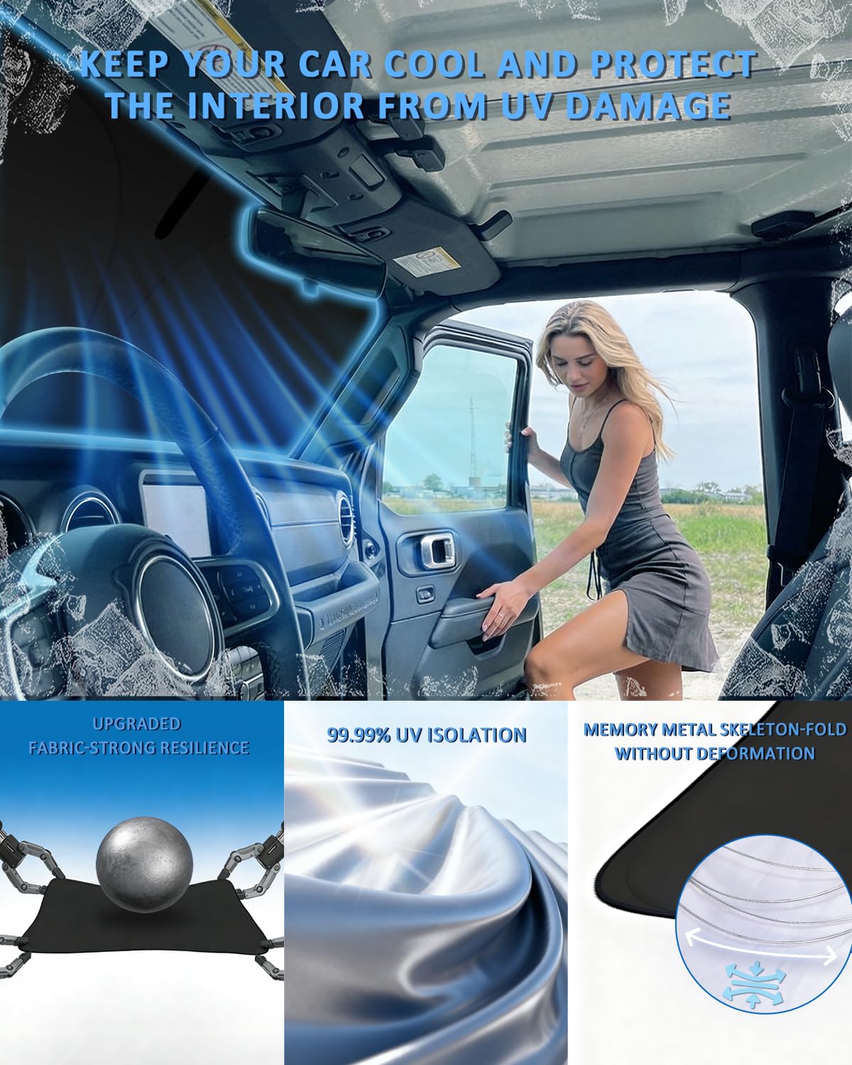 Windshield Sun Shade for Toyota Camry 2025 2026 LE XLE Hybrid SE XSE - 4 Layers Car Sunshades for Front Windows Shade Cover Custom Fit Camry Sun Visor 250T Retractable Blocks Shade UV Rays Accessories