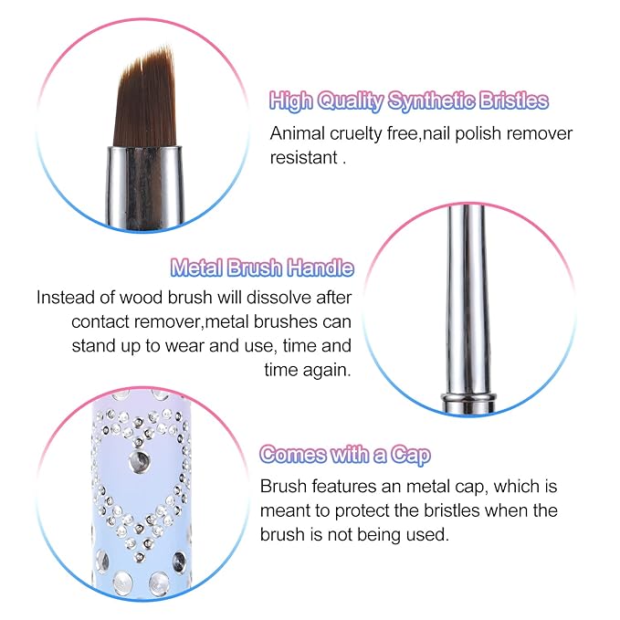 Nail Art Clean Up Brushes,Nail Brushes for Cleaning Polish Mistakes on the Cuticles, Acetone Resistant Nail Brush, Fingernail Cleaning Brushes for Nail Art and Designs (2 Pcs Round&Angled)