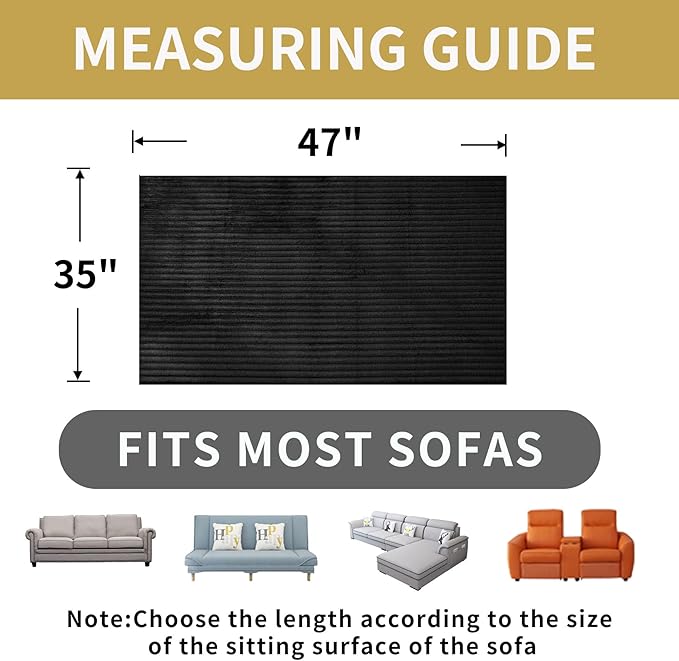 HAOMAIJIA Waterproof Couch Cover for Dogs Washable,Faux Fur Pet Couch Covers for Sofa,Soft Dog Bed Cover Non-Slip Couch Covers for 2 Cushion Couch Sofa Pet Friendly (Black, 35" x 47" 1 Pack)