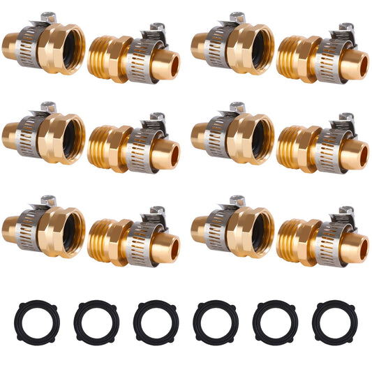 Dalmbox Garden Hose Quick Connector, 3/4" Male and Female Quick Release Garden Hose Connect Fittings With 6 Rubber Washers,6 sets