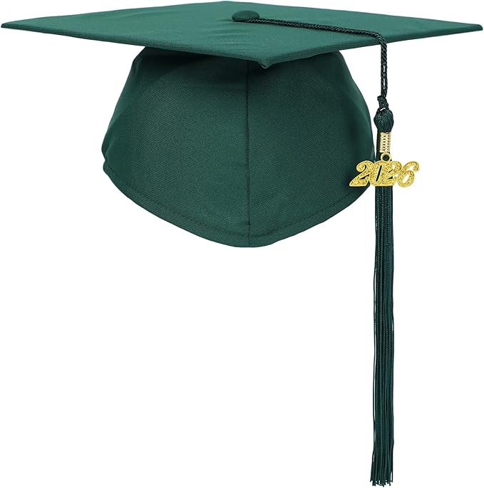 Unisex Adult Matte Graduation Cap with Tassel Year Charm