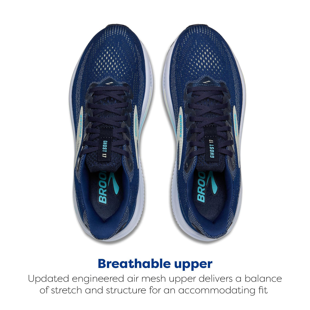 Brooks Women’s Ghost 17 Neutral Running Shoe - Navy/Green/Turquoise - 12 Medium