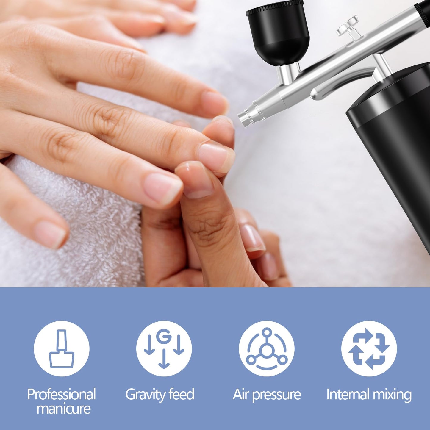 Airbrush Kit With Compressor 48PSI Rechargeable High Pressure Air Brush Set Cordless Airbrush Kit with 0.3mm Nozzle for Painting,Nail Art, Cake Decor,Makeup,Modeling (Black)