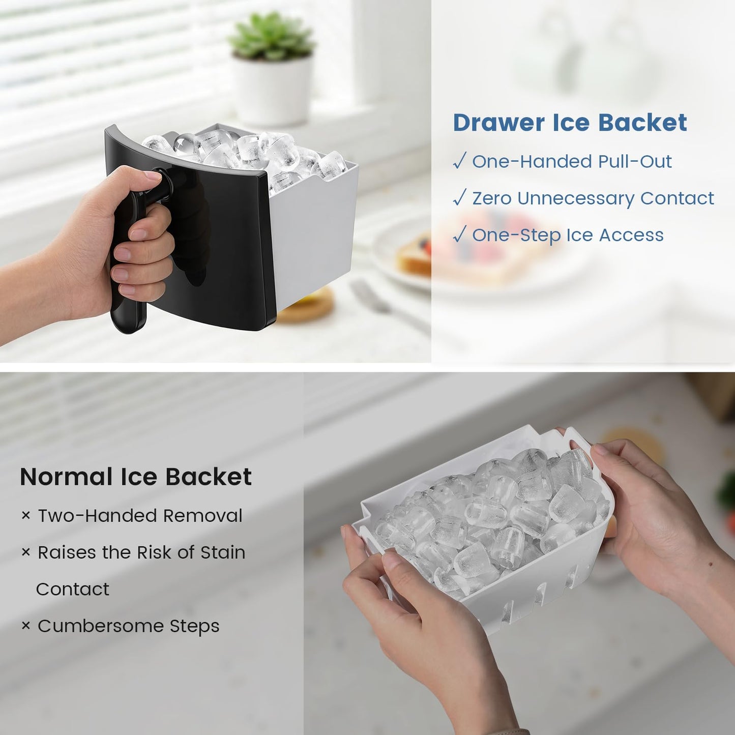 Electactic Bullet Ice Maker, 18Lbs/Day Compact Countertop Ice Makers, Removable Lid Easy to Clean, Fast 6Pcs Bullet Ice in 8 Mins, Self-Cleaning & Low Noise for Office, Bedroom, RV(Black)