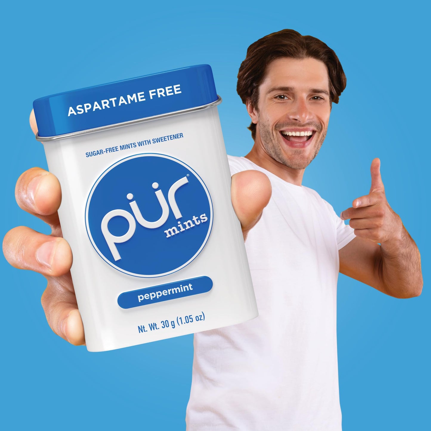 PUR Aspartame Free Mints, Made with Xylitol, Sugar Free, Vegan, Gluten Free and Keto Friendly, Natural Peppermint Flavoured Mints, 30 Pieces, Pack of 12