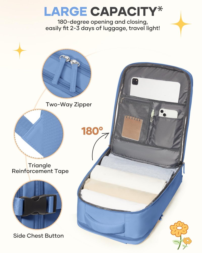 Travel Backpack for Women Airline Approved Carry on Backpack for Airplanes Mochila De Viaje Personal Item Travel Bag Spirit Airlines Personal Item Bag 18x14x8 Backpack for Traveling on Airplane