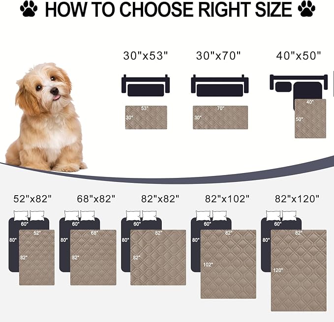 Smiry Reversible Waterproof Couch Covers for Sofa, Washable Dogs Pet Couch Covers for 3 Cushion Sofa Pet Friendly, Water Resistant Furniture Protector Slipcover, Geometric (68"x82", Taupe/Beige)