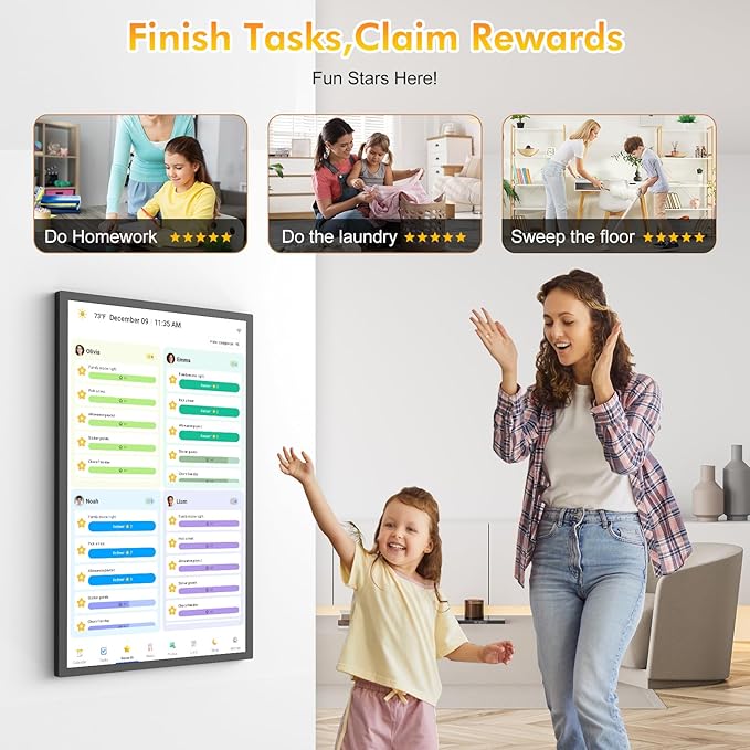 27" Smart Digital Calendar for-Family-Business-Planner - Electronic Calendar for Business Chore Chart, Touchscreen Display for Family Schedules, Wall & Desk Mountable, Christmas Gift for Mom Dad