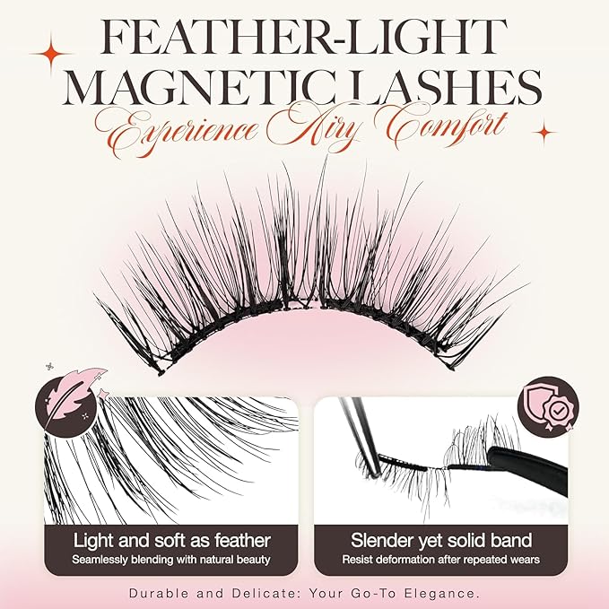 LASHVIEW Magnetic Eyelashes Natural Look, Reusable Magnetic Lashes with Applicator, No Glue Needed, Windproof & Waterproof,Comfort RCM01-1