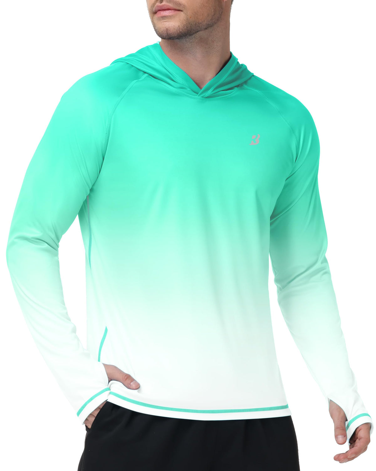 Roadbox Men's UPF 50+ Sun Hoodie, UV Hooded Long Sleeve Fishing Shirts, Lightweight SPF Rash Guard for Outdoor Hiking Swim