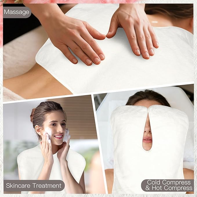 18PCS U-Shaped Microfiber Facial Towels for Estheticians,Ultra-Soft & Absorbent Spa Towels and Facial Spa Headband for Massage, Facial Steam & Skincare (White)