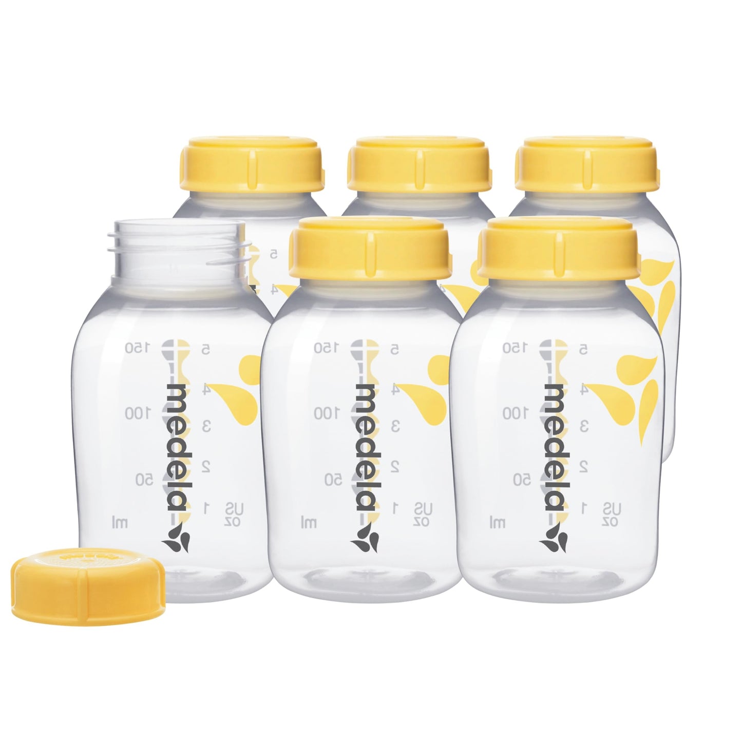 Medela Breast Milk Collection and Storage Bottles with Solid Lids - 6pk/5oz-150mL Breastmilk Container, Compatible Breast Pumps and Made Without BPA