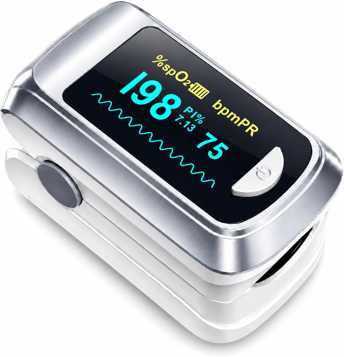 Healthtree JKS50B Pulse Oximeter Fingertip - Blood Oxygen monitor Fingertip with Perfusion Index, Fast 5-8s Reading, Large OLED Display, SpO2 & Heart Rate monitor for Home, Sports, Travel (Includes Batteries & Lanyard)