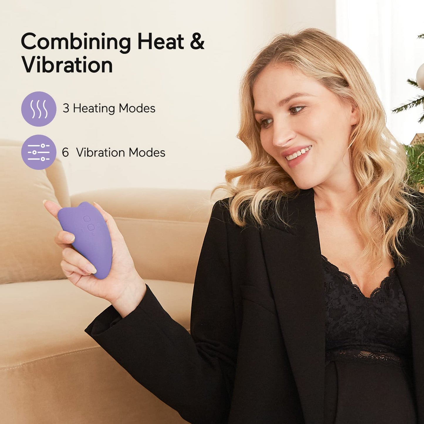 Momcozy Warming Lactation Massager 2-in-1, Soft Breast Massager for Breastfeeding, Heat + Vibration Adjustable for Clogged Ducts, Improve Milk Flow, Lilac