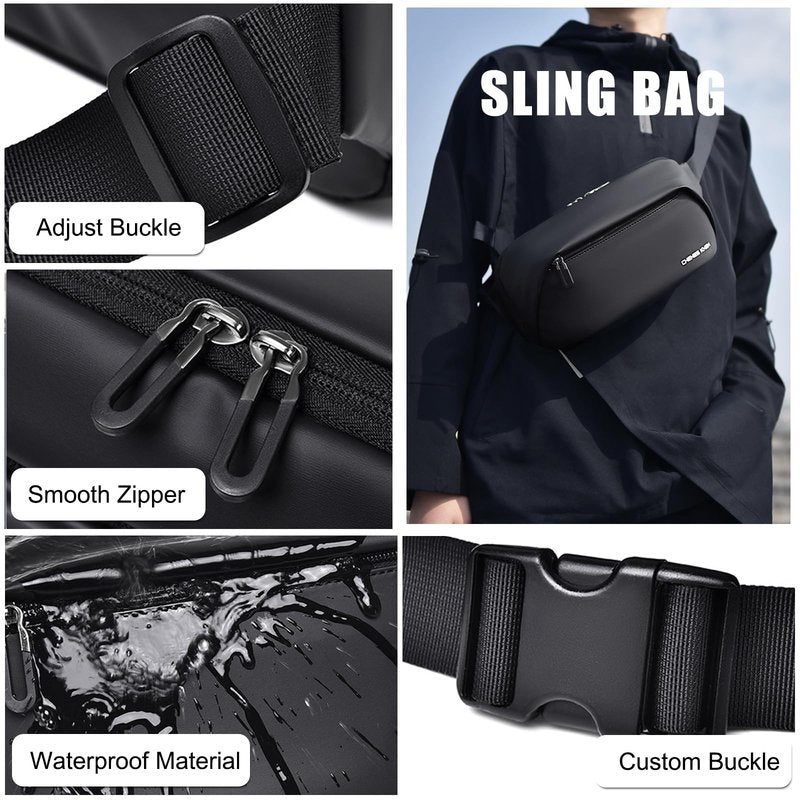 FANDARE Sling Bag Small Crossbody Shoulder Bag Backpack for Men Casual Lightweight Personal Flex Chest Pack Everyday Carry Bag for Tactical Travel Work Outdoor Hiking Cycling Grey