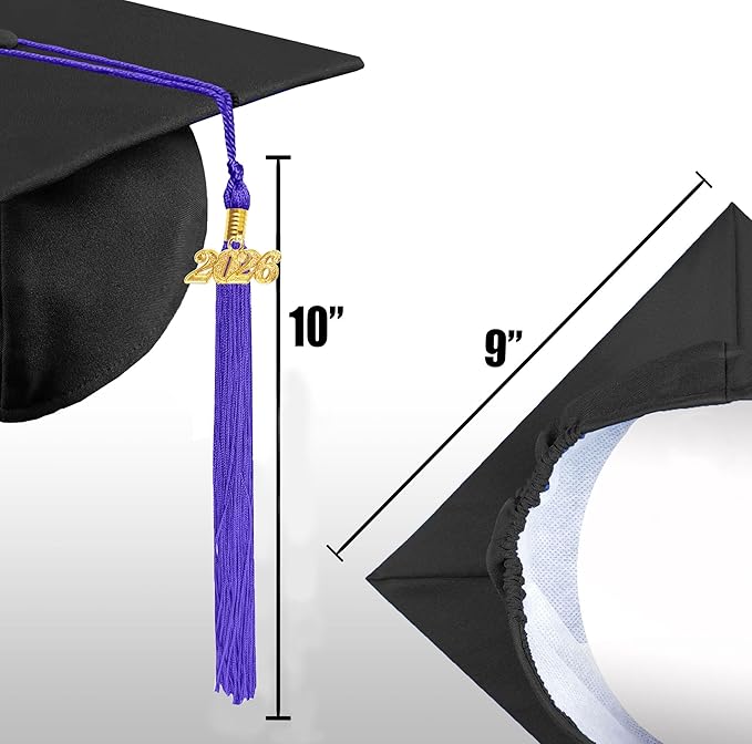 Graduation Cap with 2026 Tassel Year Charm Black Graduation Cap for High School & Bachelor