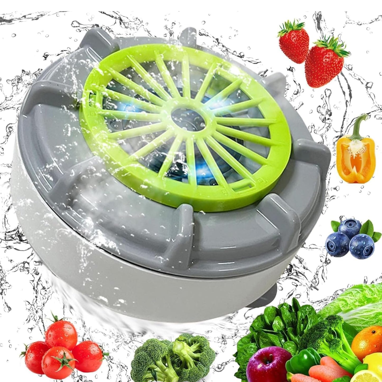 Fruit and Vegetable Washer, Produce Purifier Vegetable and Fruit Washing Machine, Enjoy Silent Cleaning: Spin-Free Ultrasonic Veggie Washer, Efficient Cleaning of Residues (Plug-In Type, No Switch)