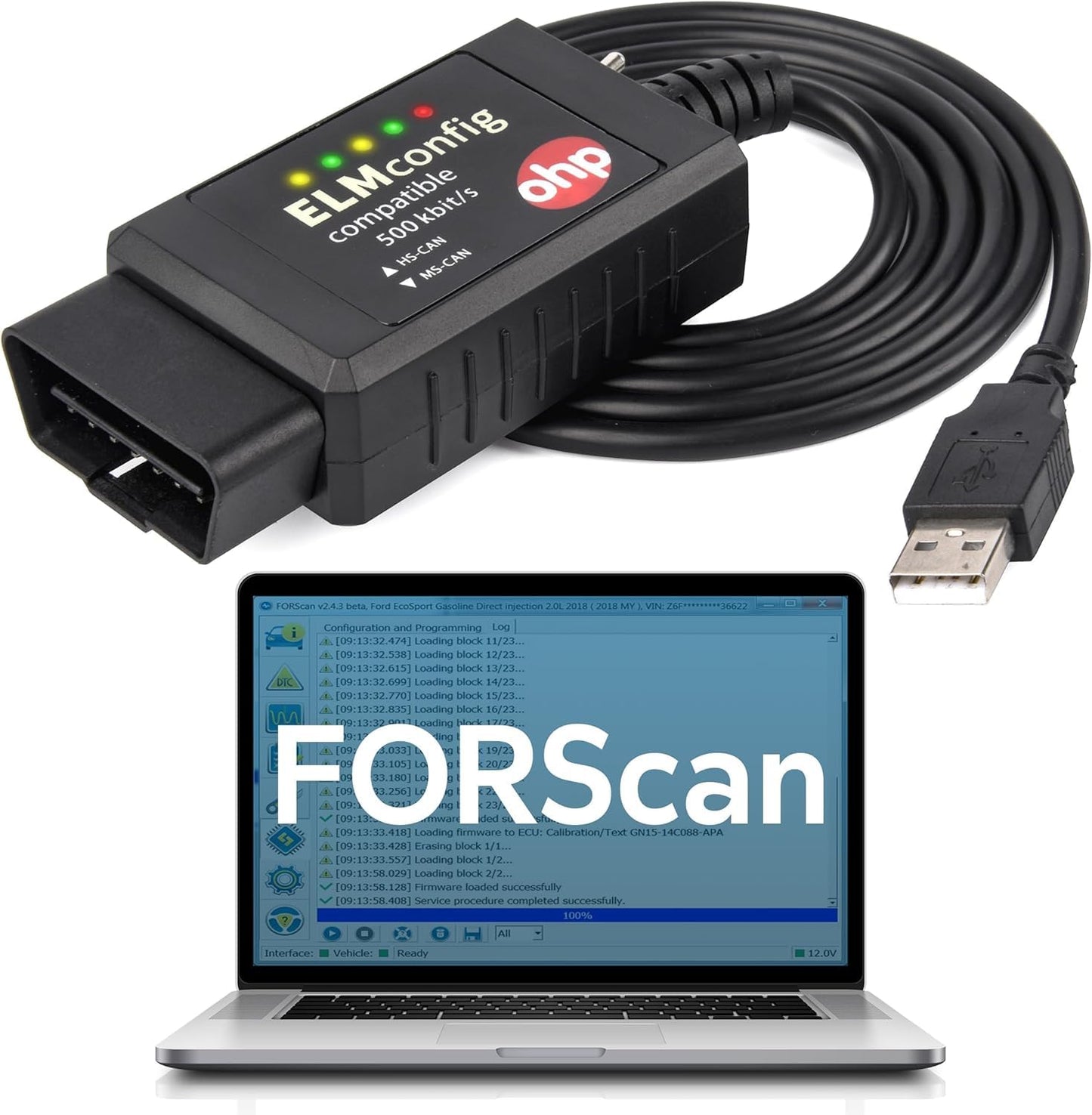 OHP FORScan ELM327-based OBD2 to USB Diagnostic Scan Tool with MS-Can/HS-Can Switch for Ford Lincoln Mazda Mercury Vehicles