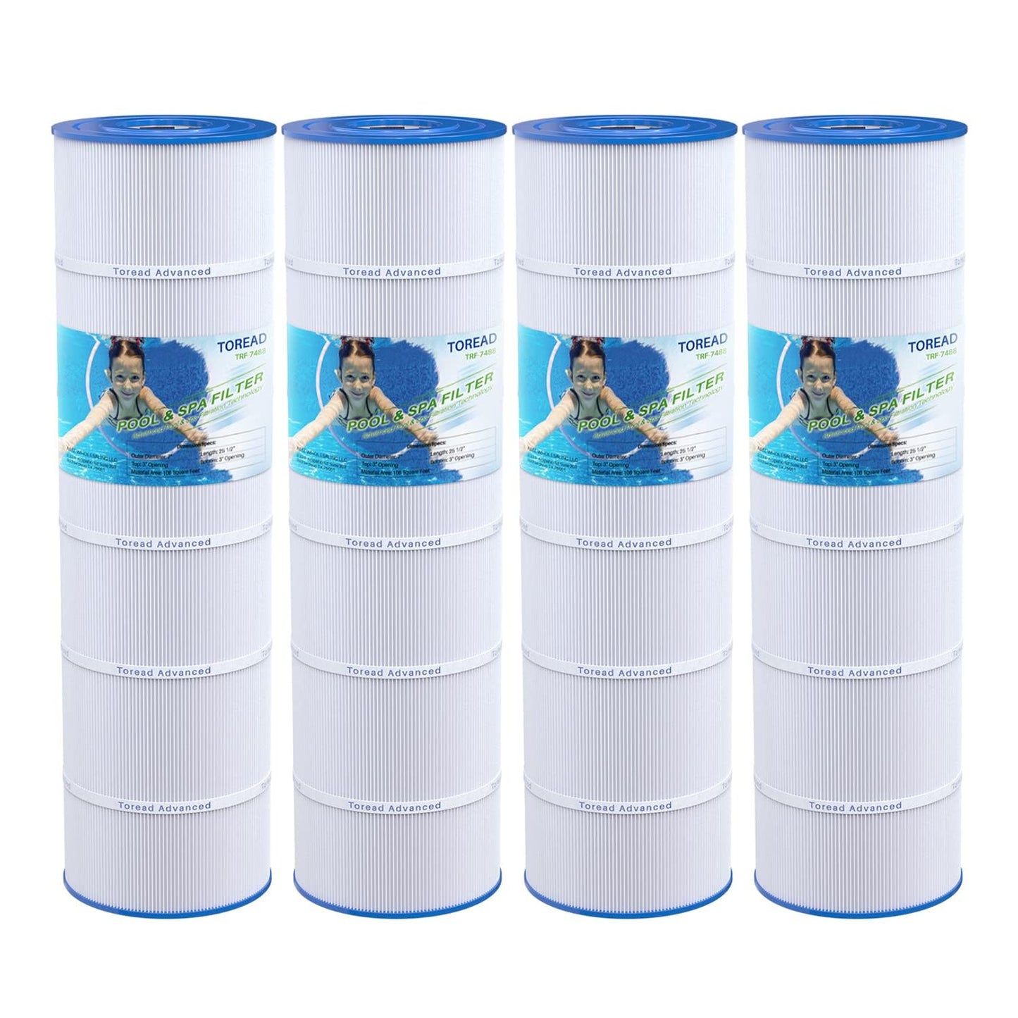 TOREAD PA106 Pool Filter Replaces Hayward CX880XRE, Ultral-A1, Unicel C-7488, Filbur FC-1226, FC-6430, Hayward SwimClear C4020, C4025, C4030, 4 X 106 sq. ft. Filter Cartridge 4 Pack