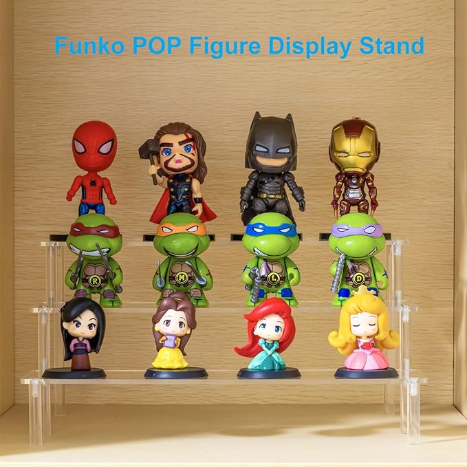 HENABLE 2PCS Large Acrylic Display Risers, Perfume Stand Organizer, Clear Acrylic Shelf Risers for Display Stands for Food, Tabletop Use, Amiibo Funko POP Figure, 3 Tier Clear Cupcake Stand Risers