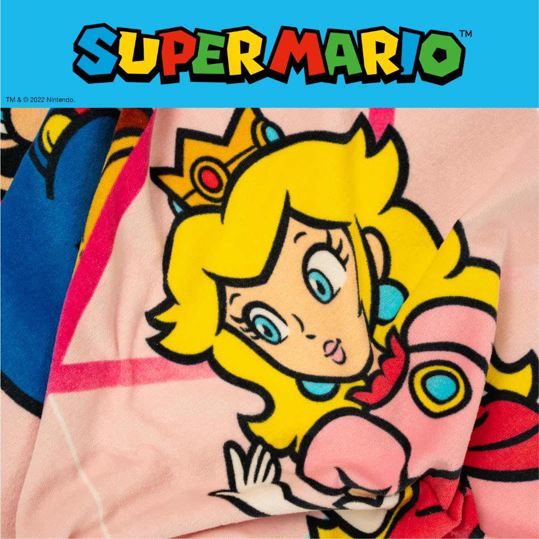 Super Mario Girl Princess Peach Kids Super Soft Cotton Bath/Pool/Beach Towel, 58 in x 28 in, (Officially Licensed Product) By Franco