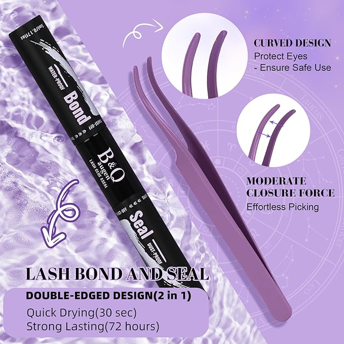B&Q Wispy Lash Clusters Kit B19, DIY Lash Extension Kit 156PCS Eyelash Extension Kit, Soft Natural Lash Clusters 8-18MIX D Curl Lash cluster, Thin Black Band Cluster Eyelash Extensions (B19 Set)