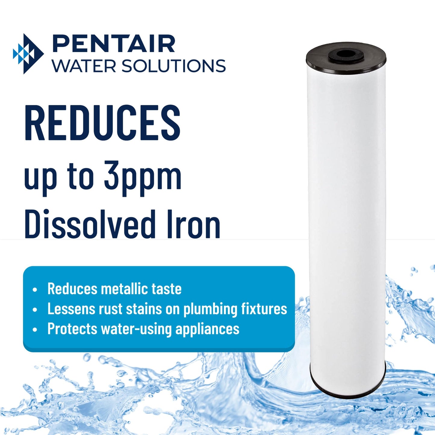 Pentair Pentek RFFE20-BB Big Blue Water Filter, 20-Inch, Whole House Radial Flow Iron Reduction Replacement Cartridge, 20" x 4.5", Pack of 2