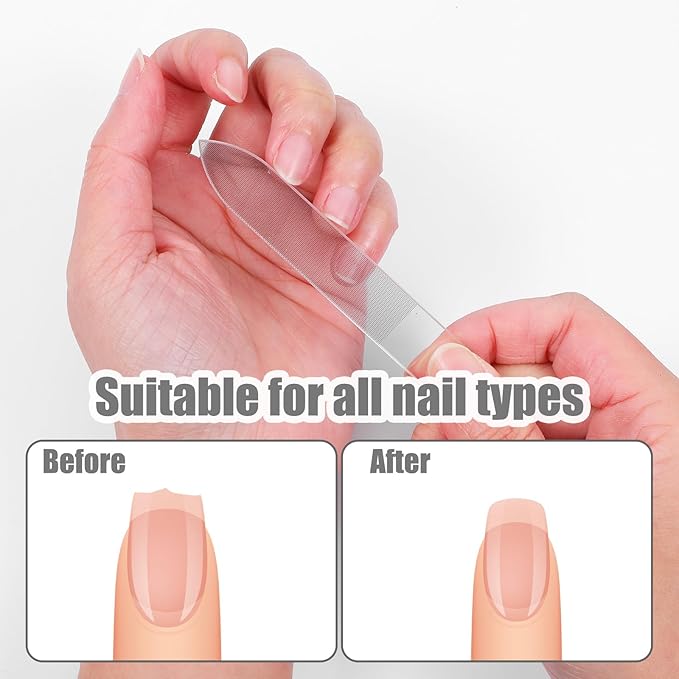9pcs Glass Nail Files for Natural Nails Crystal Nano Glass Fingernail Files with Case Reusable Portable Nail File and Buffer Set Manicure Tools for Home Travel Women
