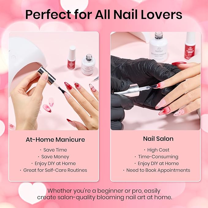 Beetles Blooming Gel Nail Polish 15ml, Clear Blooming Gel for Marble, Flower & Aura Nail Art, Soak Off UV LED Nail Design for DIY & Salon Use