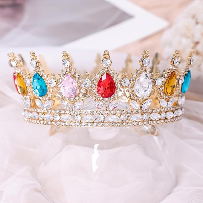 Multicolor Queen Crown for Women Crystal Tiara for Women Rhinestone Wedding Headband for Bride Hair Accessories for Costume Birthday Party Prom Gifts