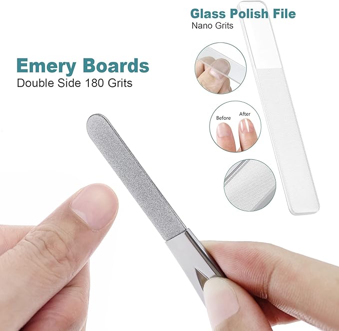 Travel Nail Files for for Thick Toenails, 3.6 Inch Diamond Nail File for Natural Nails, Double Sided 180 Diamond Grits Emery Boards for Men Woman Salon Home Travel (1 PACK-BF01)