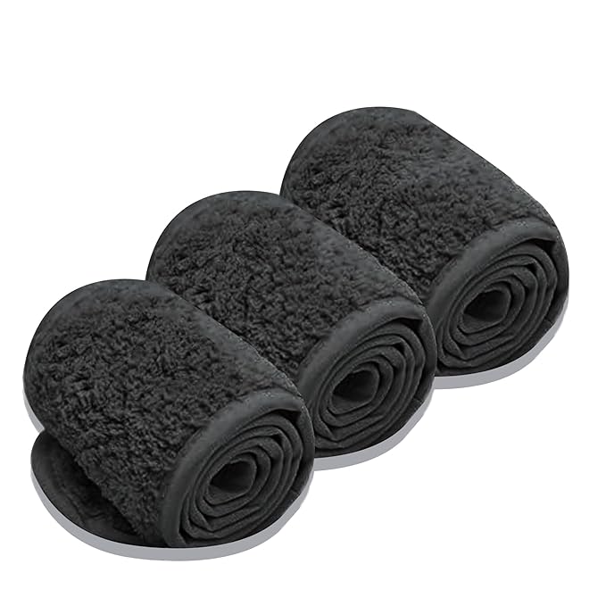 Simnice Spa Facial Headbands Esthetician,Adjustable Makeup Headband for Facials, Terry Cloth Spa Headband Hair Wrap Towel for Face Washing, Shower,Black