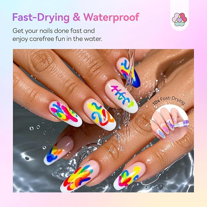 SAVILAND Nail Art Pens Set: 48 Colors Quick-Drying 3D Nail Polish Pens Acrylic Paint Markers for Nail Art Painting Drawing Liner Brush Dotting Tools Kit for Home DIY & Salon Manicure